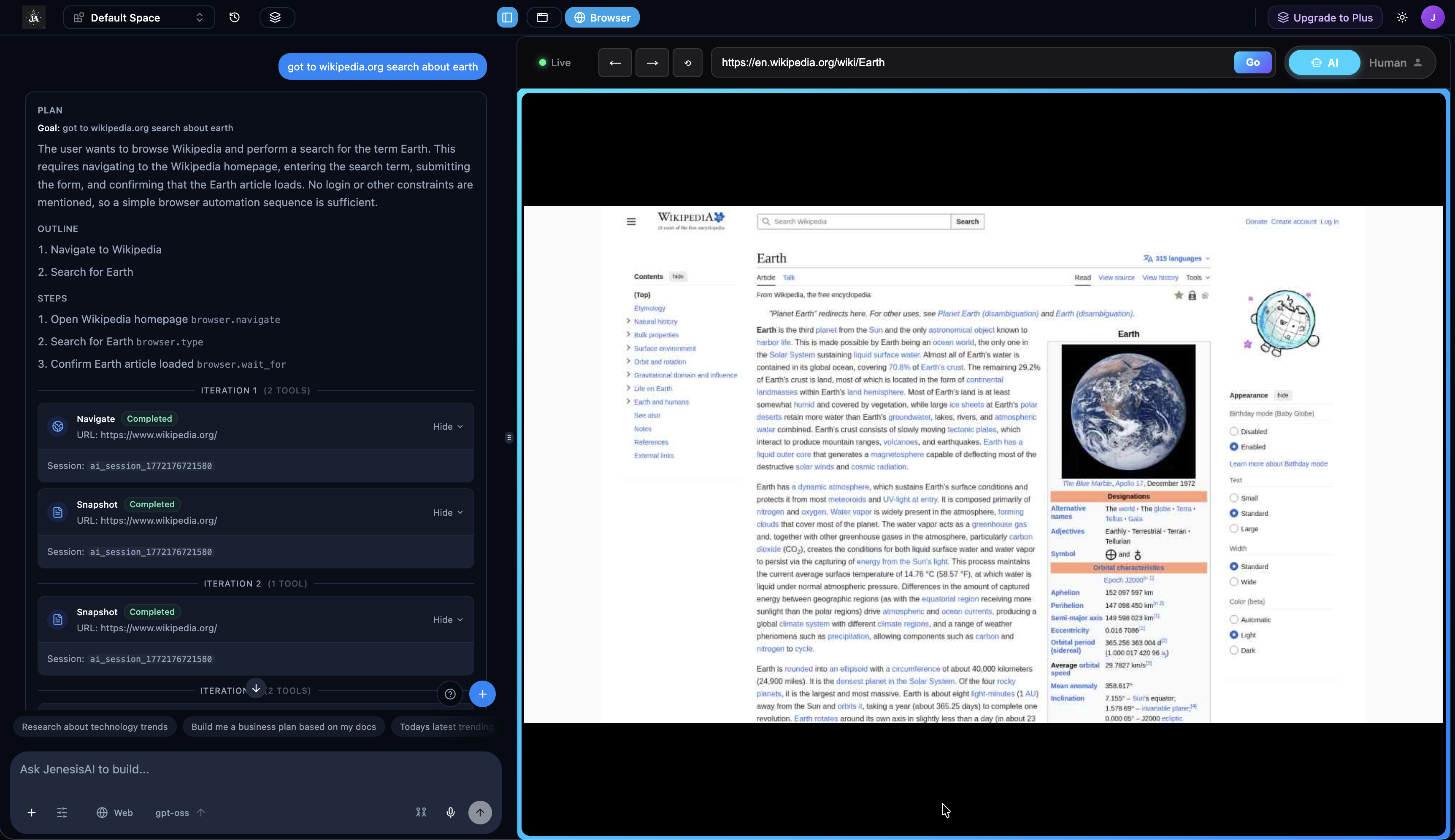 JenesisAI Live AI-Powered Browser