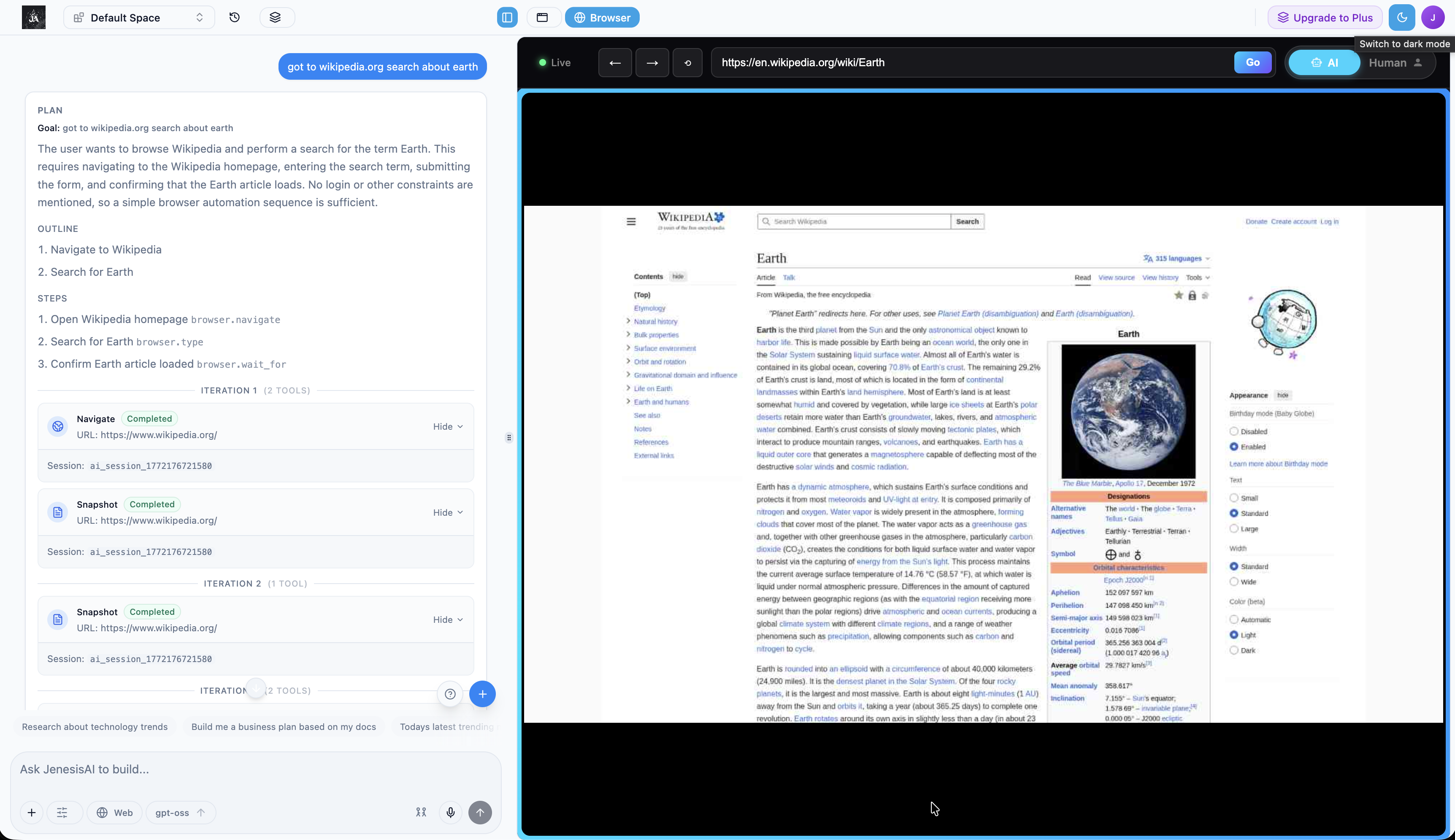 JenesisAI Live AI-Powered Browser
